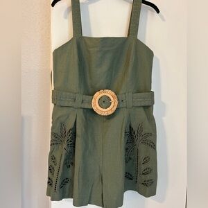 NWT Caroline Constas Olive Green Cutwork Romper – Size Large $345 Retail